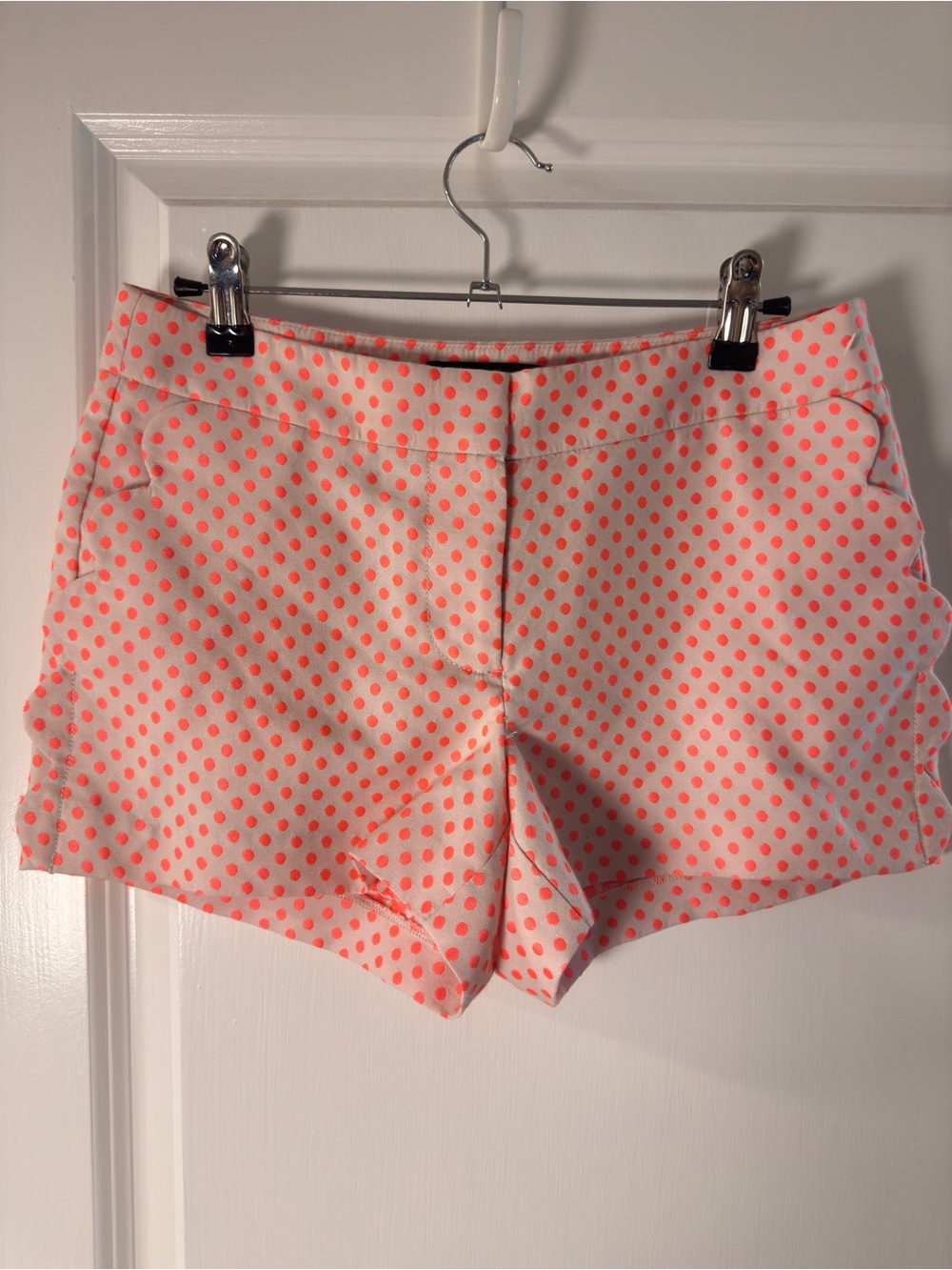 J. Crew Polka Dot Scallop-Hem High Waist Shorts Size 0